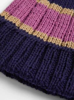 Hand Knit Beanie Navy & Purple<Sublime New