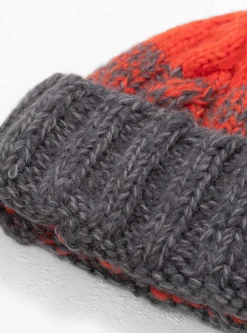 Hand Knit Fisherman Beanie Grey & Red<Sublime Hot