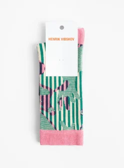 Handsome Hands Socks Femme, Pink, Green and Handsome Grid<Henrik Vibskov Online