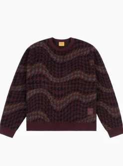 Houndstooth Knit Jumper Burgundy<Dime Fashion