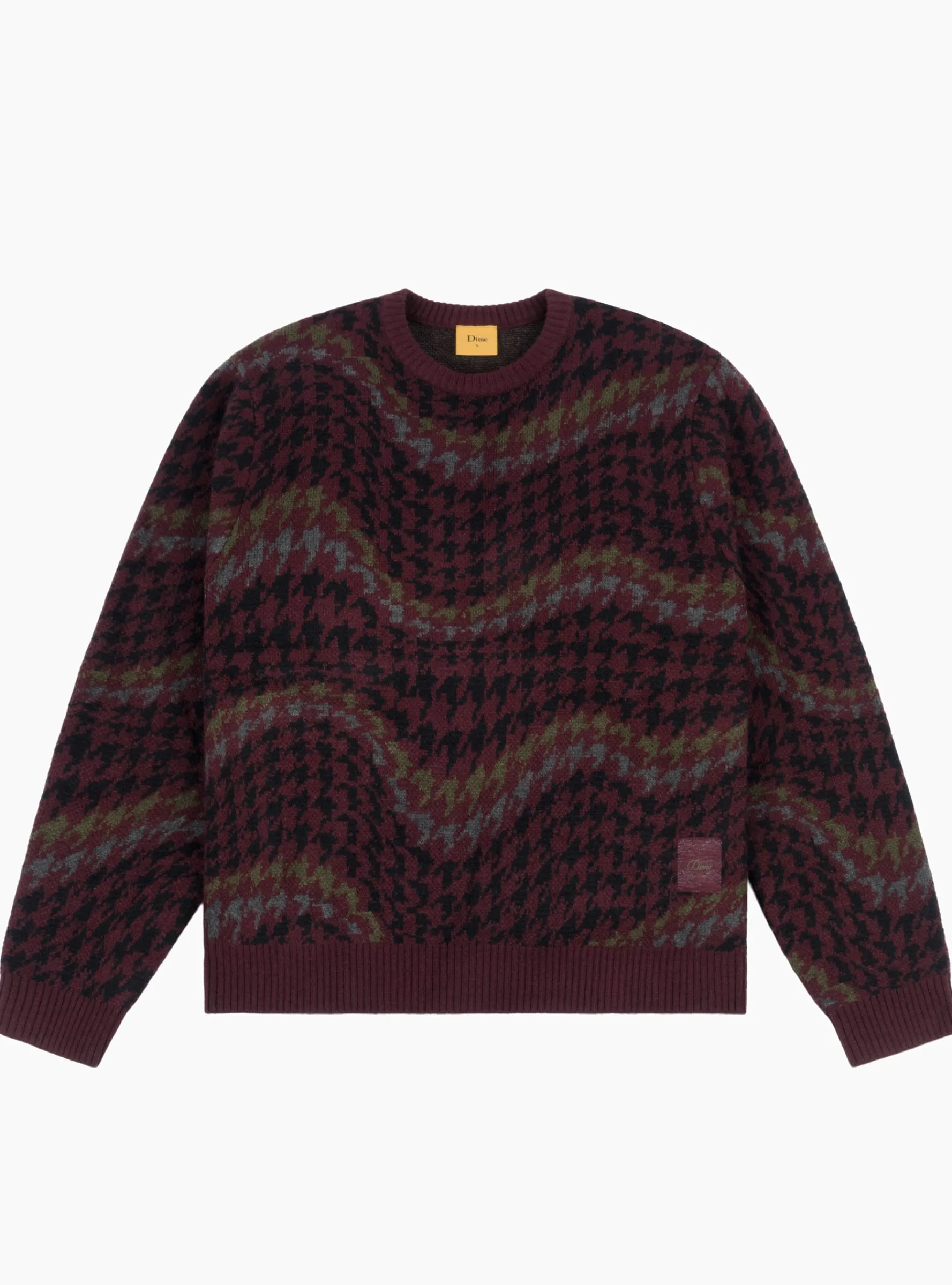 Houndstooth Knit Jumper Burgundy<Dime Fashion