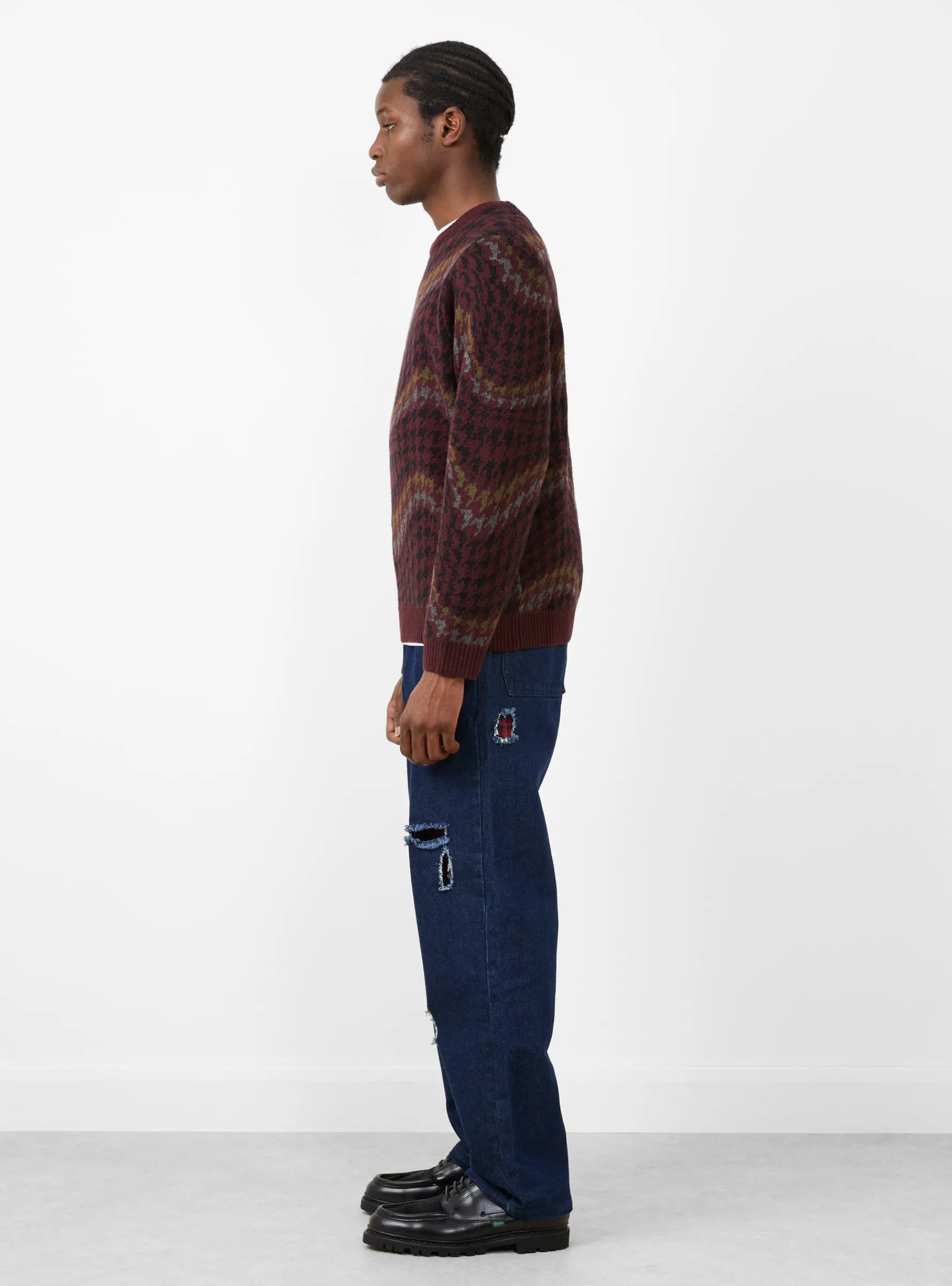 Houndstooth Knit Jumper Burgundy<Dime Fashion