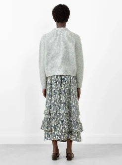 Ikat Silk Flower Betsy Skirt Ink/Ecru<Cawley Sale
