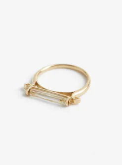 Iridescent Bar Ring Gold Vintage Glass<BEATRIZ PALACIOS Best