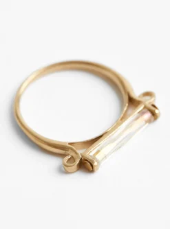 Iridescent Bar Ring Gold Vintage Glass<BEATRIZ PALACIOS Best