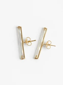 Iridescent Short Earrings Gold Vintage Glass<BEATRIZ PALACIOS Outlet