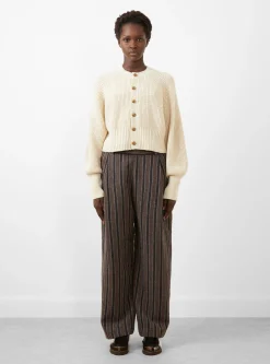 Japanese Boucle Striped Wool Georgia Trouser Brown Charcoal<Cawley Hot