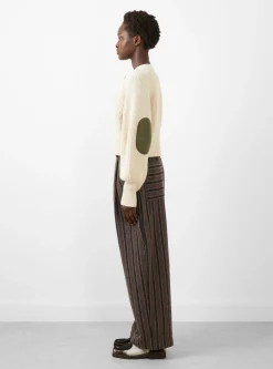 Japanese Boucle Striped Wool Georgia Trouser Brown Charcoal<Cawley Hot