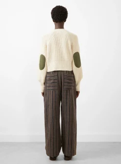 Japanese Boucle Striped Wool Georgia Trouser Brown Charcoal<Cawley Hot