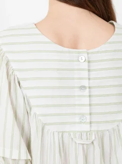 Japanese Mugwasher Stripe Romy Top Mint and Ecru<Cawley Discount