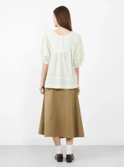 Japanese Mugwasher Stripe Romy Top Mint and Ecru<Cawley Discount
