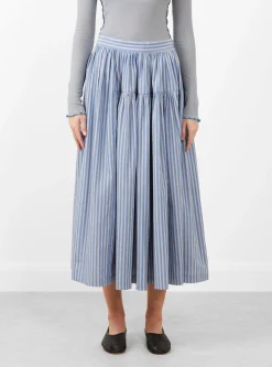 Japanese Striped Cotton Panel Skirt Blue, White and Navy<Cawley Discount
