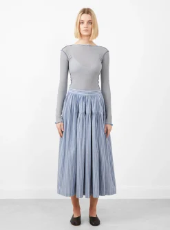 Japanese Striped Cotton Panel Skirt Blue, White and Navy<Cawley Discount