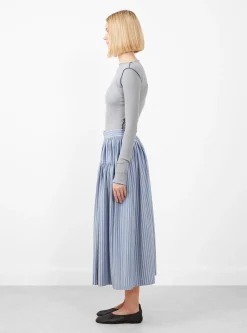 Japanese Striped Cotton Panel Skirt Blue, White and Navy<Cawley Discount