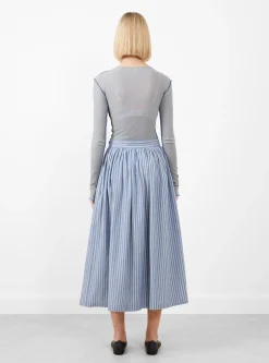 Japanese Striped Cotton Panel Skirt Blue, White and Navy<Cawley Discount