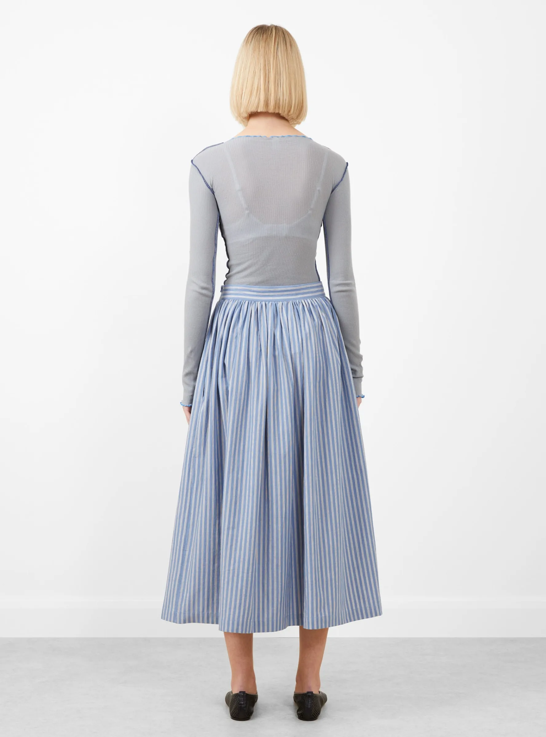 Japanese Striped Cotton Panel Skirt Blue, White and Navy<Cawley Discount