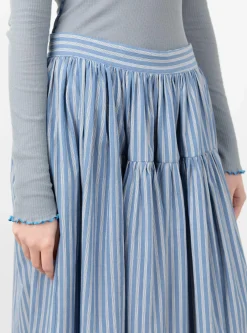 Japanese Striped Cotton Panel Skirt Blue, White and Navy<Cawley Discount
