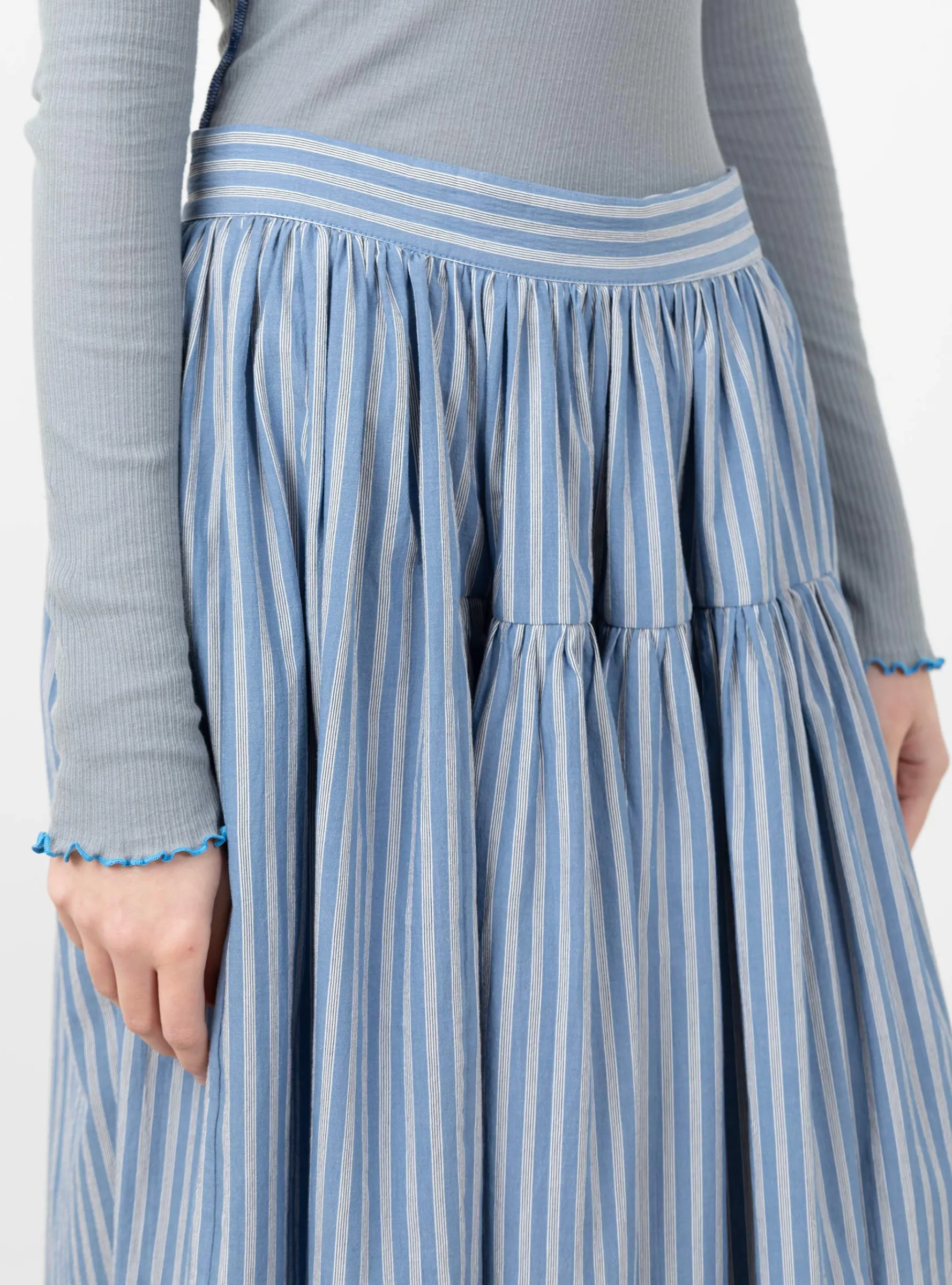 Japanese Striped Cotton Panel Skirt Blue, White and Navy<Cawley Discount
