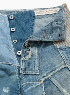 Patchwork Denim Shorts<Kapital New