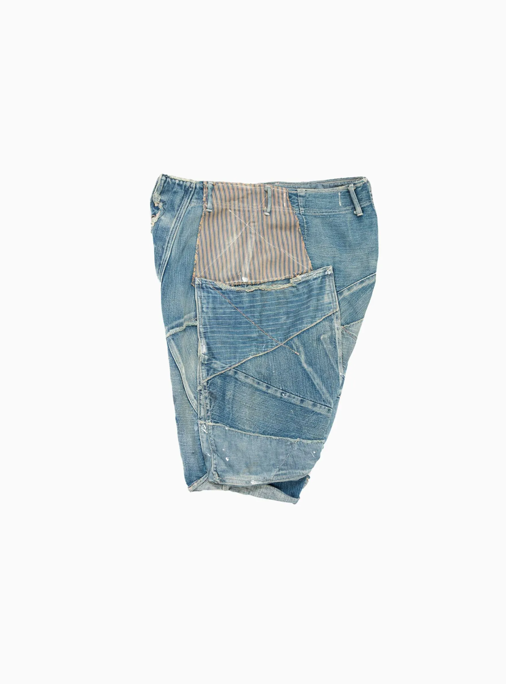 Patchwork Denim Shorts<Kapital New