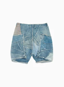 Patchwork Denim Shorts<Kapital New