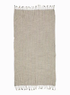 Karam Cotton & Linen Towel Black & Cream<Mizar & Alcor Outlet