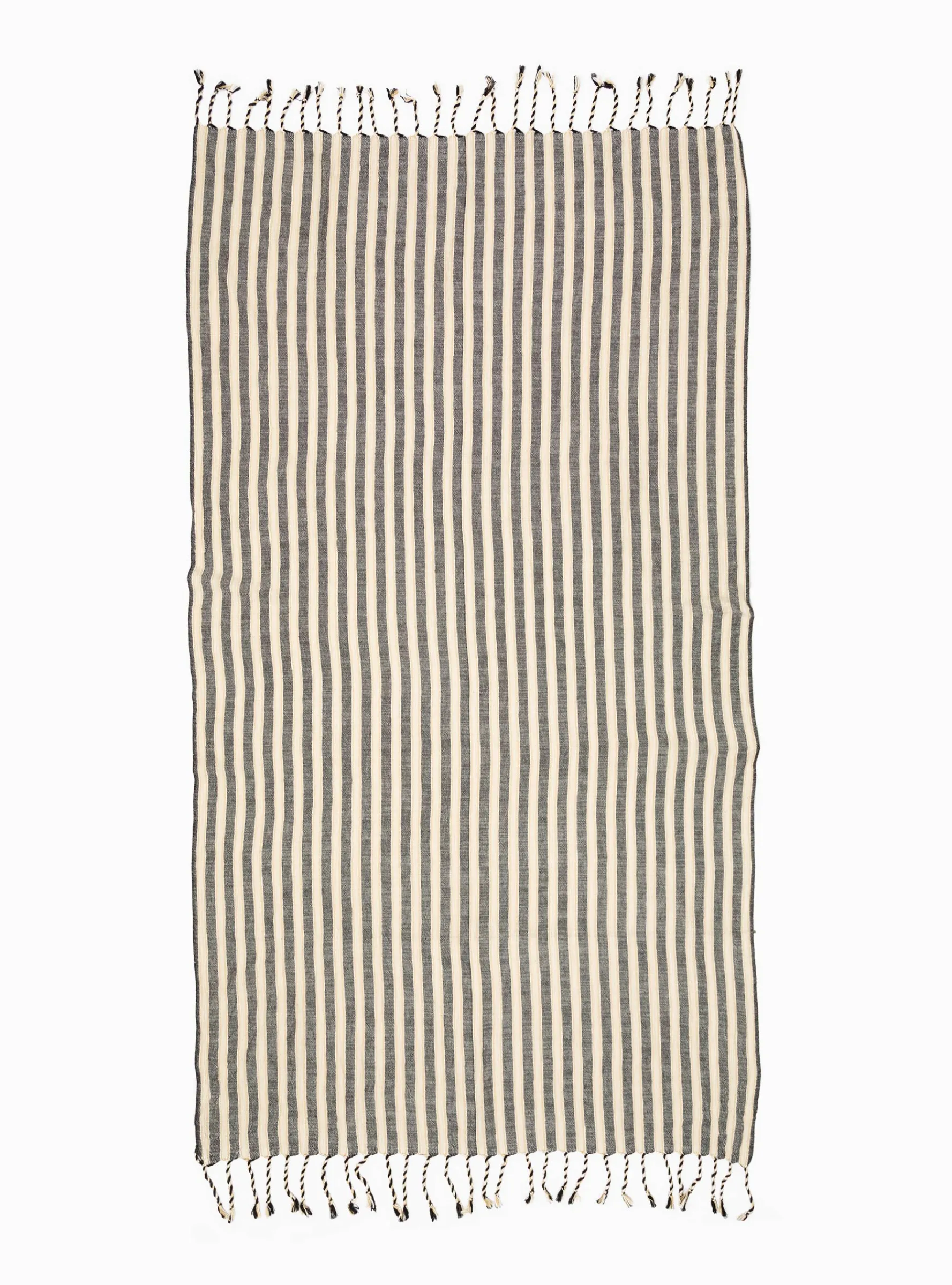 Karam Cotton & Linen Towel Black & Cream<Mizar & Alcor Outlet
