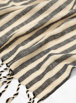 Karam Cotton & Linen Towel Black & Cream<Mizar & Alcor Outlet