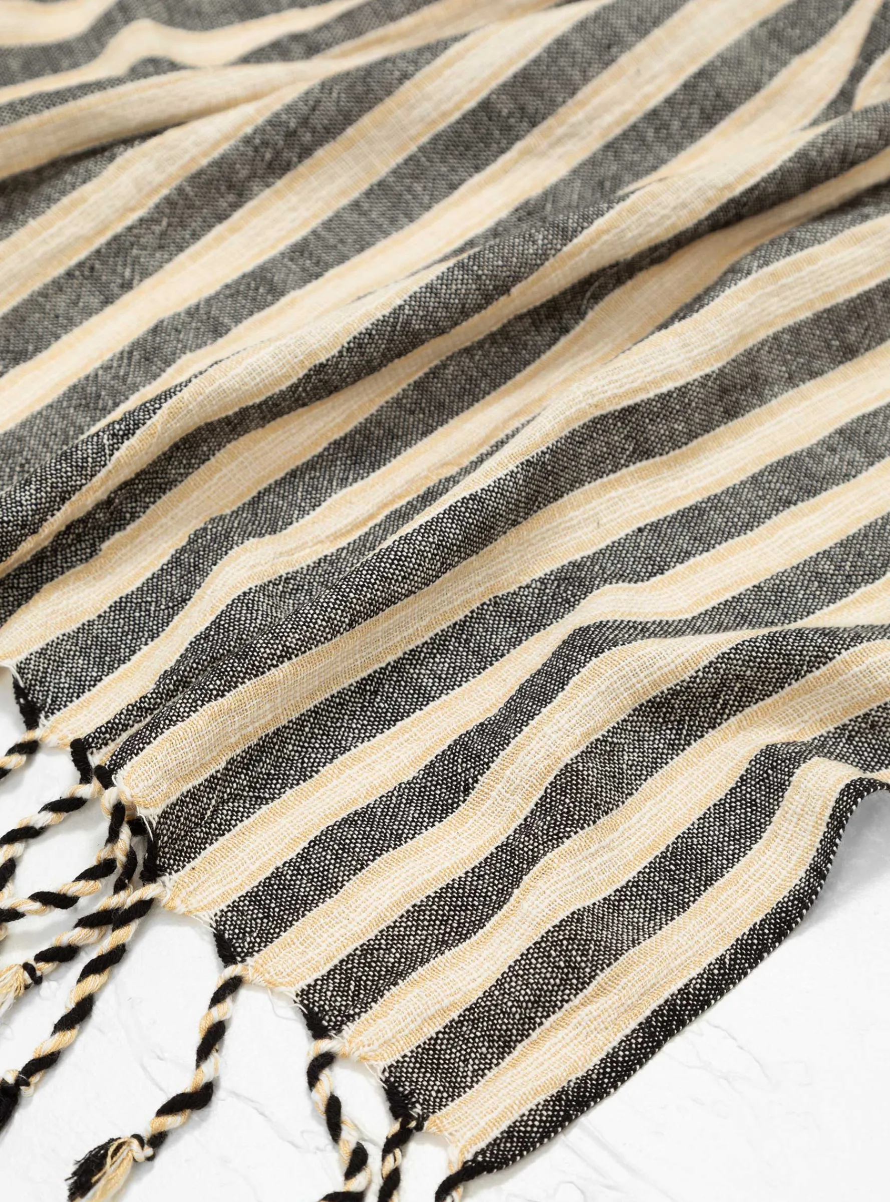 Karam Cotton & Linen Towel Black & Cream<Mizar & Alcor Outlet