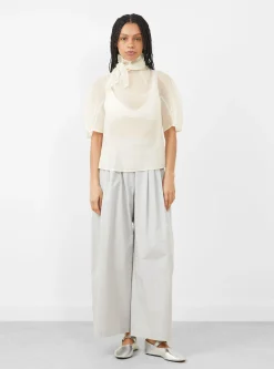 Knotted Collar Top, Ivory<AMOMENTO Discount
