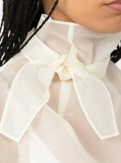 Knotted Collar Top, Ivory<AMOMENTO Discount