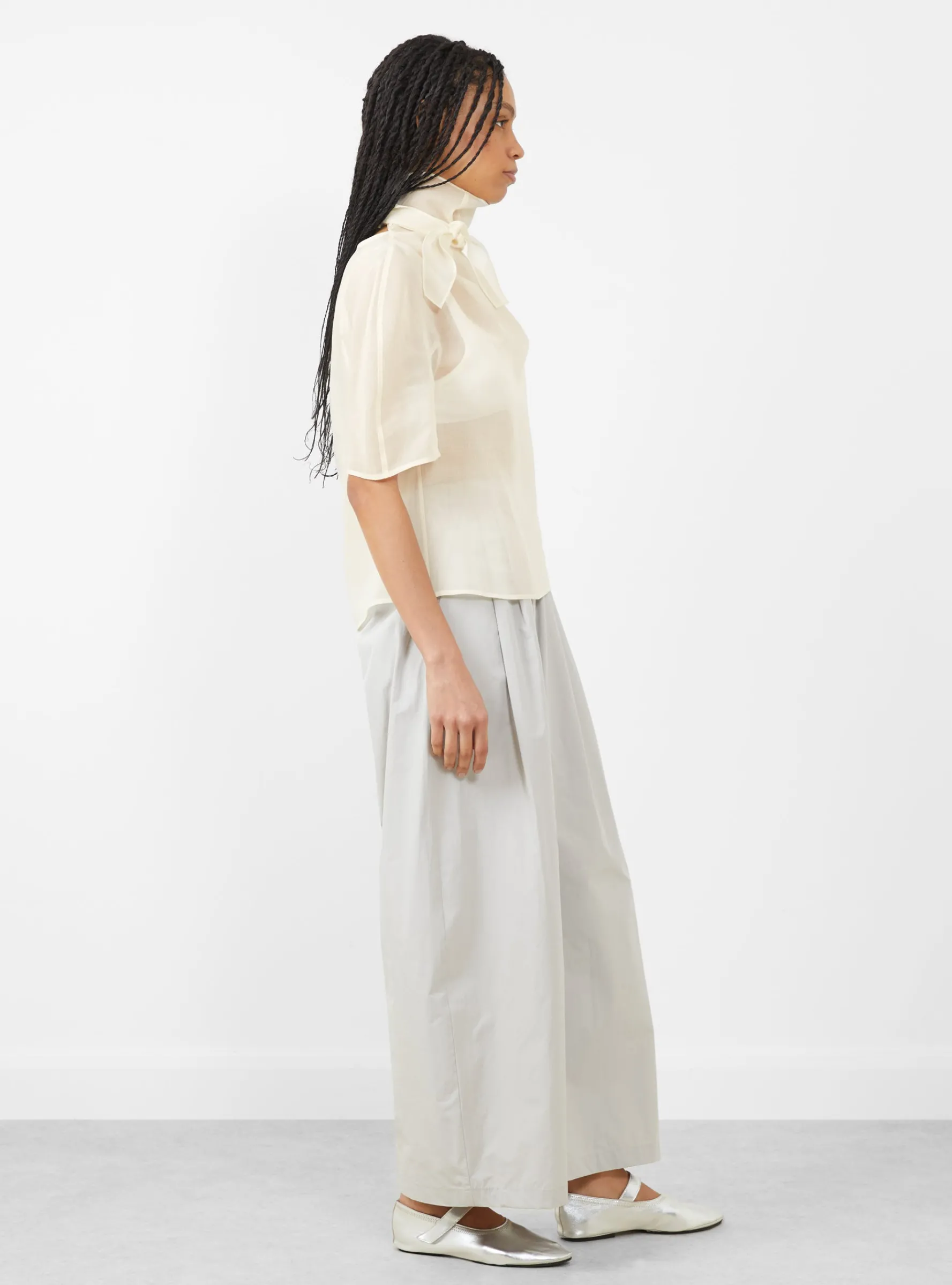Knotted Collar Top, Ivory<AMOMENTO Discount
