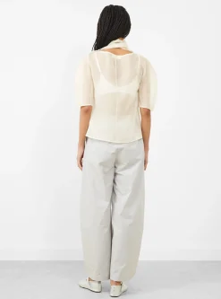 Knotted Collar Top, Ivory<AMOMENTO Discount