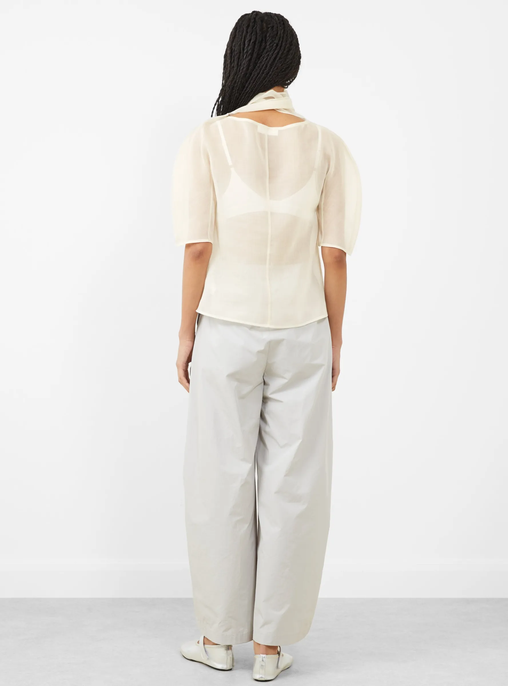 Knotted Collar Top, Ivory<AMOMENTO Discount