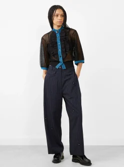 Lace Knit Cardigan Black<TOGA PULLA Clearance