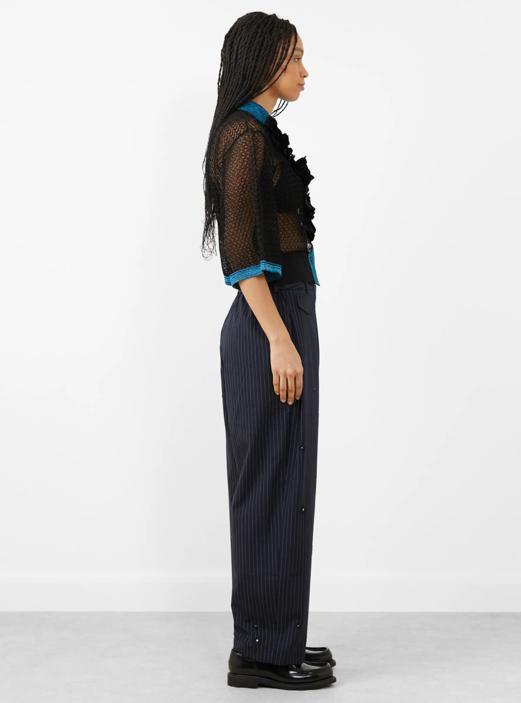 Lace Knit Cardigan Black<TOGA PULLA Clearance