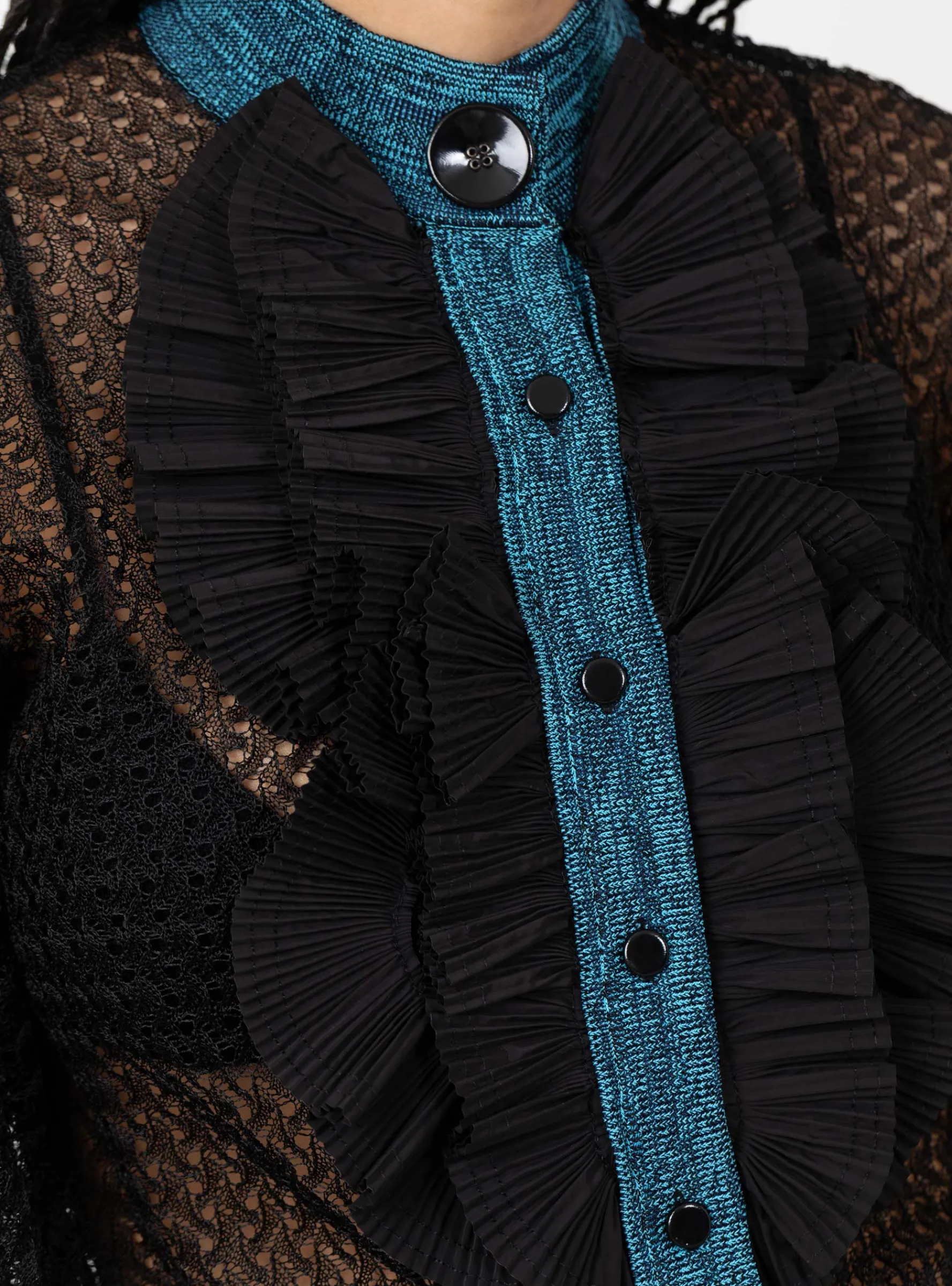 Lace Knit Cardigan Black<TOGA PULLA Clearance