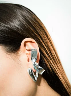 Large Cravat Silver Earrings<Annika Inez Hot