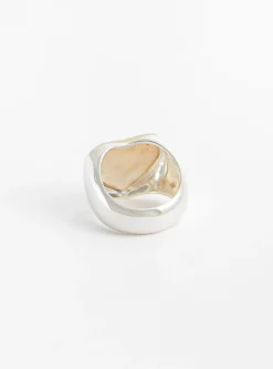Large Pearl Heart Silver Ring<Annika Inez Clearance