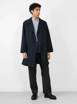 2L Cotton GORE-TEX Balmacaan Coat Navy<nanamica Fashion