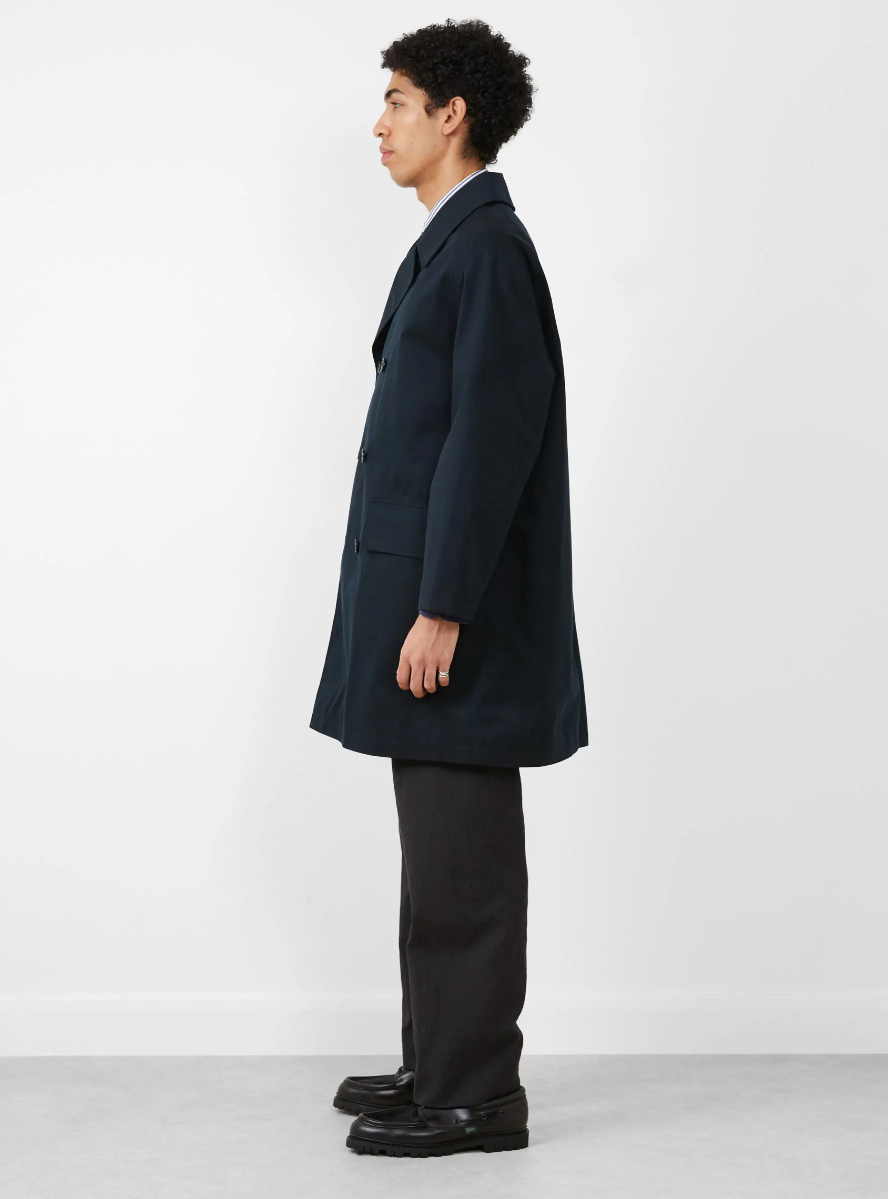 2L Cotton GORE-TEX Balmacaan Coat Navy<nanamica Fashion