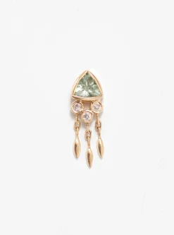 Light Green Tourmaline & Diamonds Single Earring Gold<Celine Daoust Clearance
