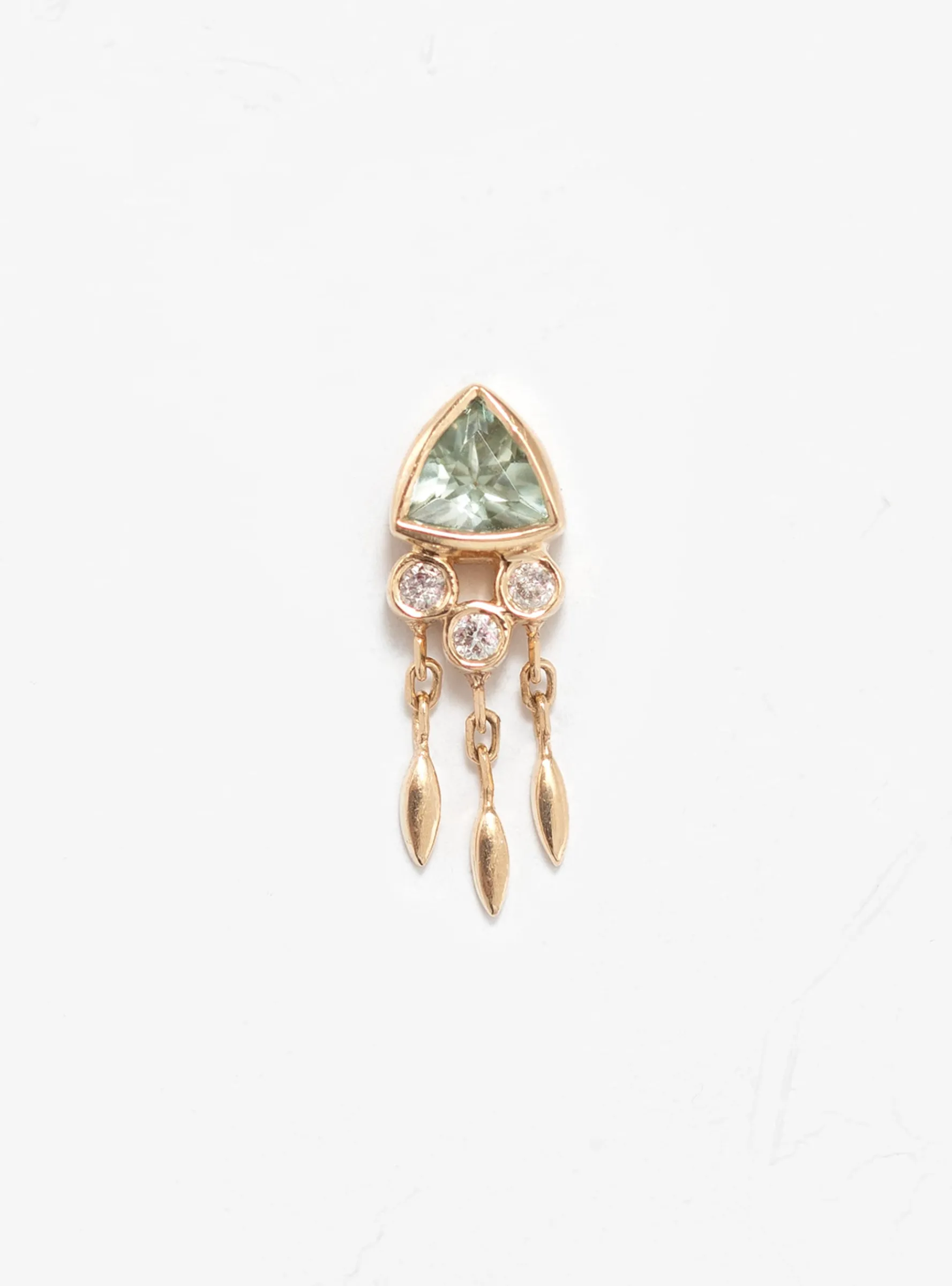 Light Green Tourmaline & Diamonds Single Earring Gold<Celine Daoust Clearance