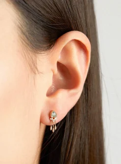 Light Green Tourmaline & Diamonds Single Earring Gold<Celine Daoust Clearance