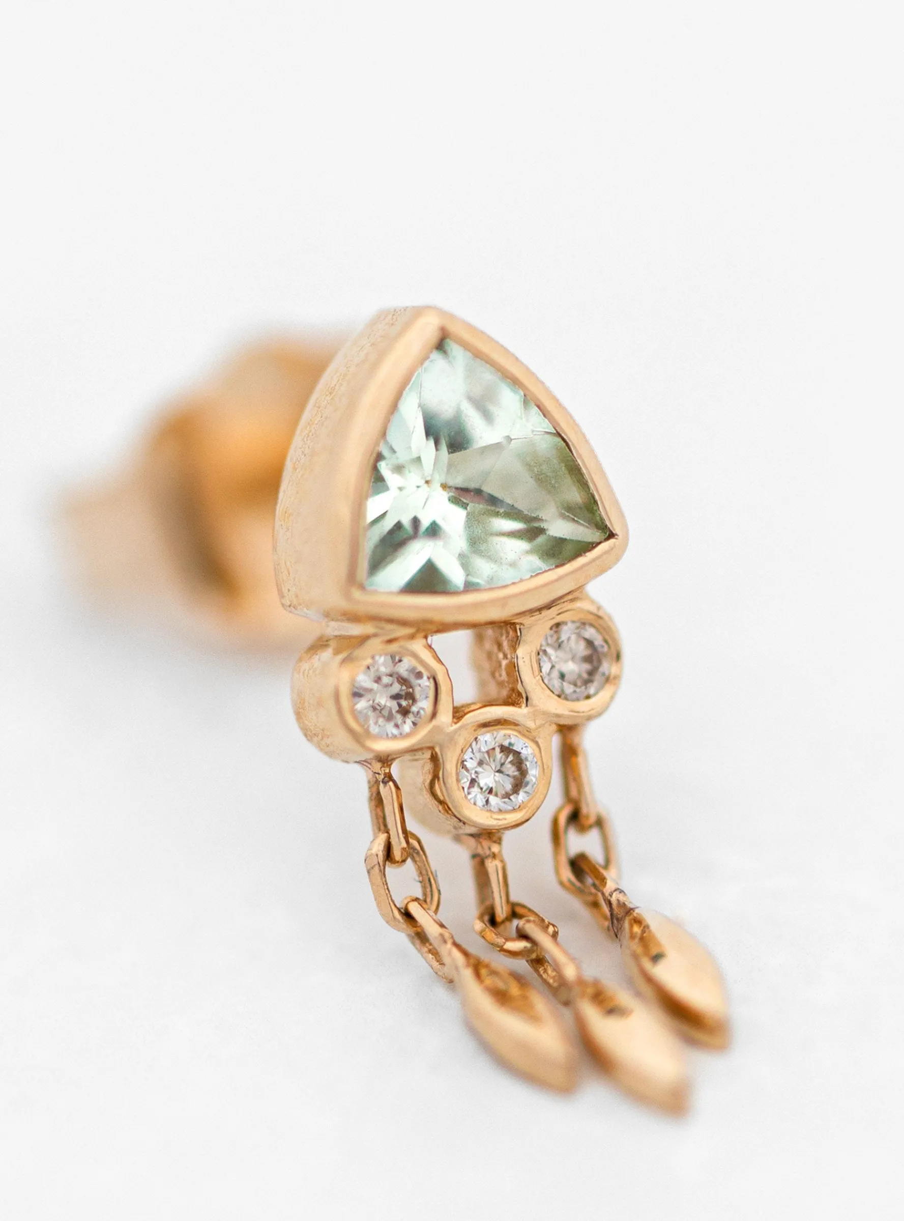 Light Green Tourmaline & Diamonds Single Earring Gold<Celine Daoust Clearance