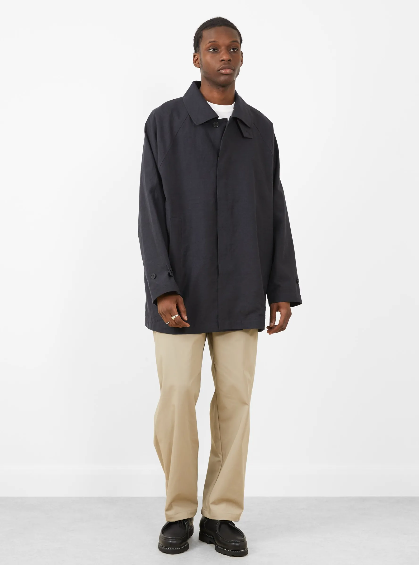 Linen/Cotton Half Coat Navy<Still By Hand Outlet