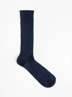 Linen Cotton Socks Navy<ROTOTO Fashion