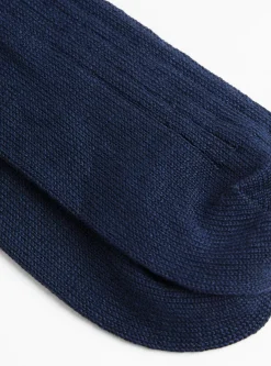 Linen Cotton Socks Navy<ROTOTO Fashion