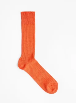 Linen Cotton Socks Orange Red<ROTOTO Clearance