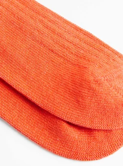Linen Cotton Socks Orange Red<ROTOTO Clearance